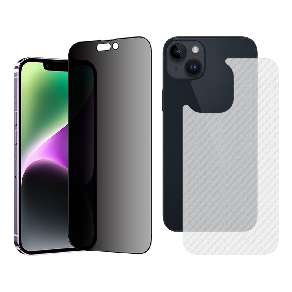 TGVI'S For iPhone 14 Anti-Spy Screen Protector Shatterproof Front Film+Back Protector TGVI'S For iPhone 14 Anti-Spy Screen Protector Shatterproof Front Film+Back Protector